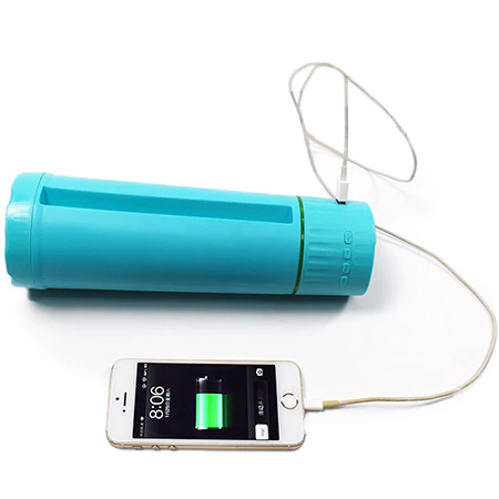 Water Bottle + Wireless Power Bank- Tan/ Green